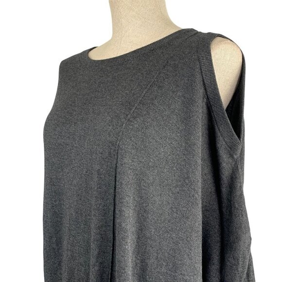All Saints Sago Sweater Dress Gray Silk Blend Asymmetrical Cut Out Shoulder Sz 2 - Picture 3 of 10